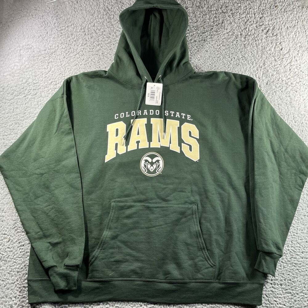 Russell Athletic Colorado State Rams Hoodie Sweatshirt Mens 2XL Green CSU NWT